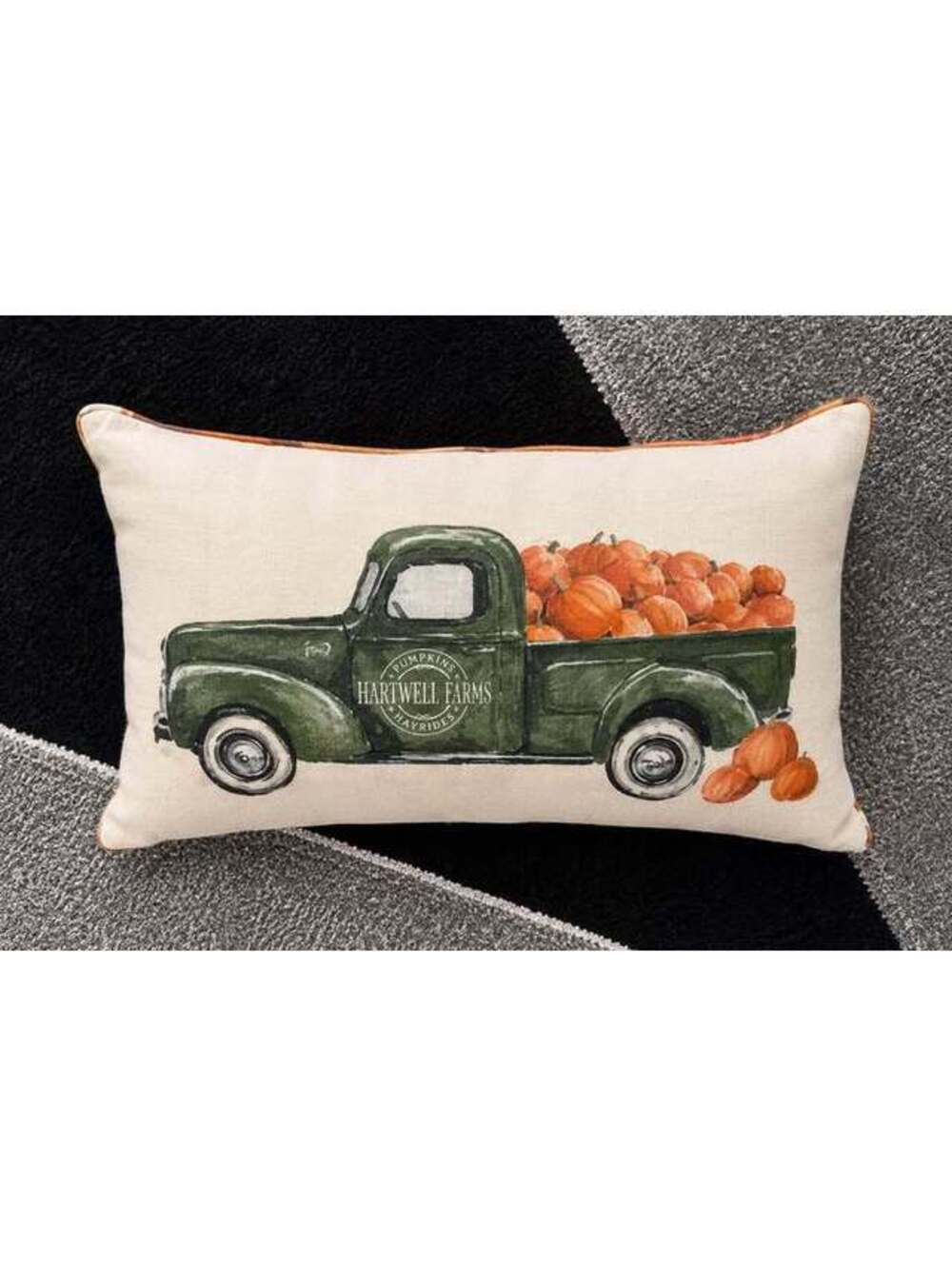 23”x15” Brentwood Farms Fall Truck Pumpkin Lumbar Throw Pillow